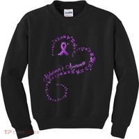 Purple Ribbon Butterfly Heart Alzheimers Awareness Kids Sweatshirt thumb 0