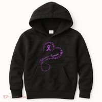 Purple Ribbon Butterfly Heart Alzheimers Awareness Kids Hoodie thumb 0