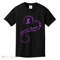 Purple Ribbon Butterfly Heart Alzheimers Awareness Kids T-Shirt thumb 0