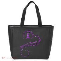 Purple Ribbon Butterfly Heart Alzheimers Awareness Tote Bag thumb 0