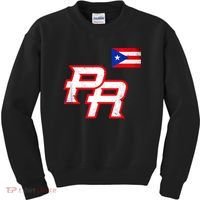 Puerto Rican Baseball Player Puerto Rico Flag Baseball Fans Kids Sweatshirt thumb 0
