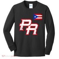 Puerto Rican Baseball Player Puerto Rico Flag Baseball Fans Kids Long Sleeve Shirt thumb 0