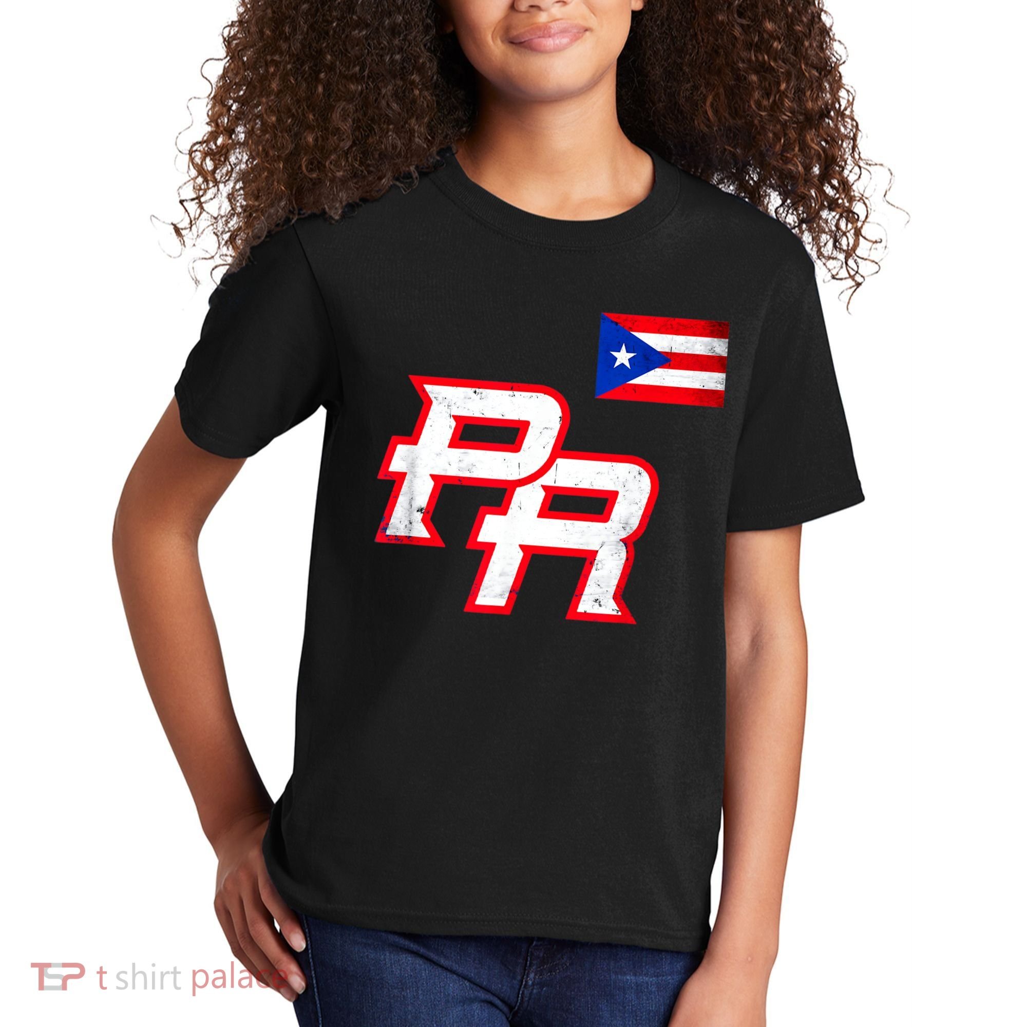 Puerto Rican Baseball Player Puerto Rico Flag Baseball Fans Kids T-Shirt