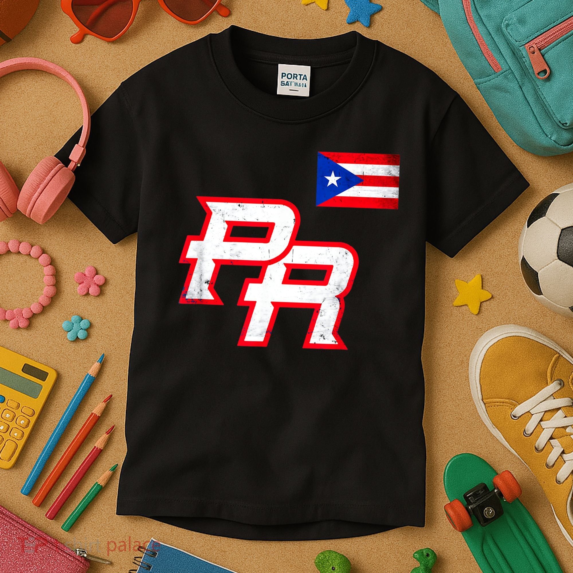 Puerto Rican Baseball Player Puerto Rico Flag Baseball Fans Kids T-Shirt