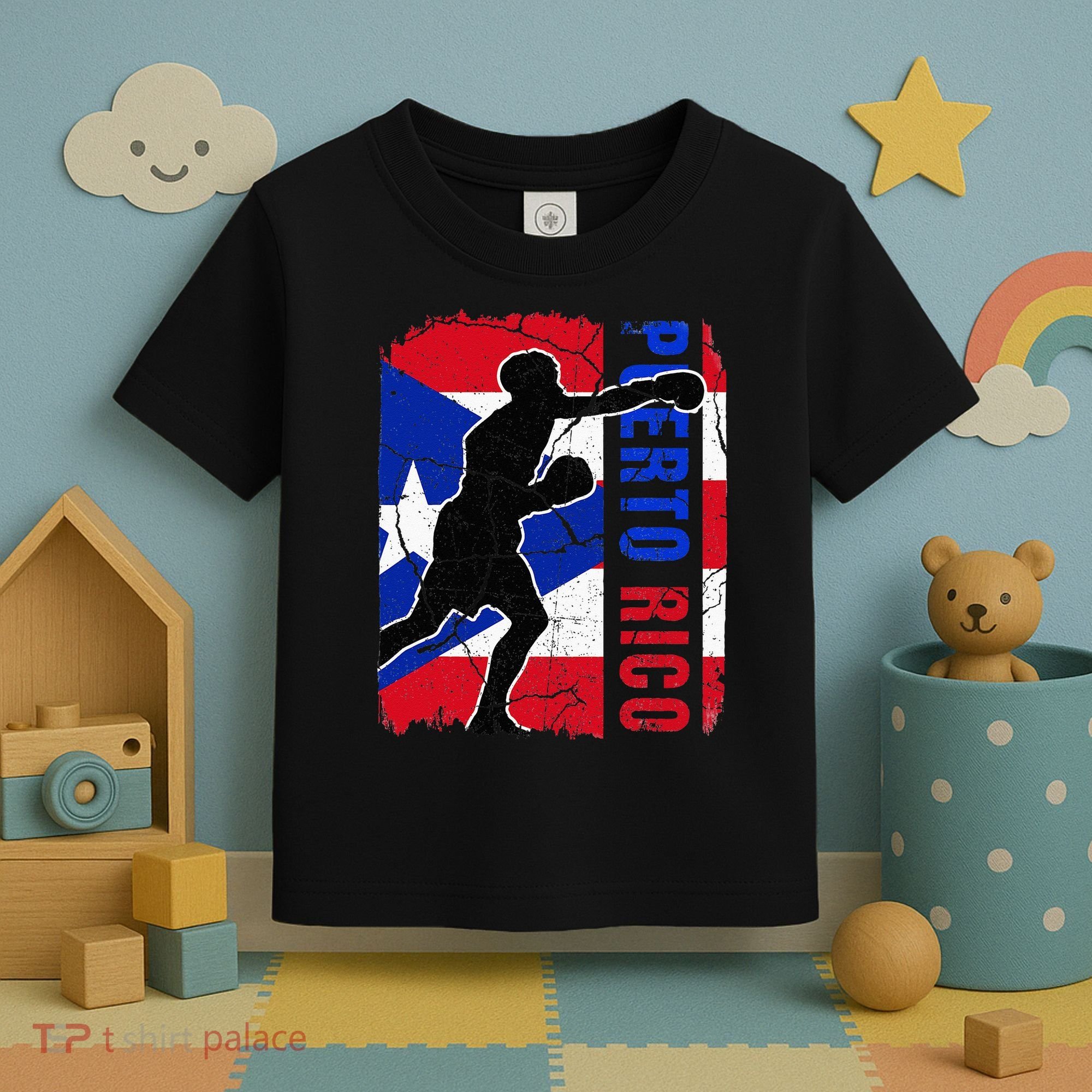 Puerto Rican Boxing Team Puerto Rico Flag Boxing Gloves Toddler T-Shirt