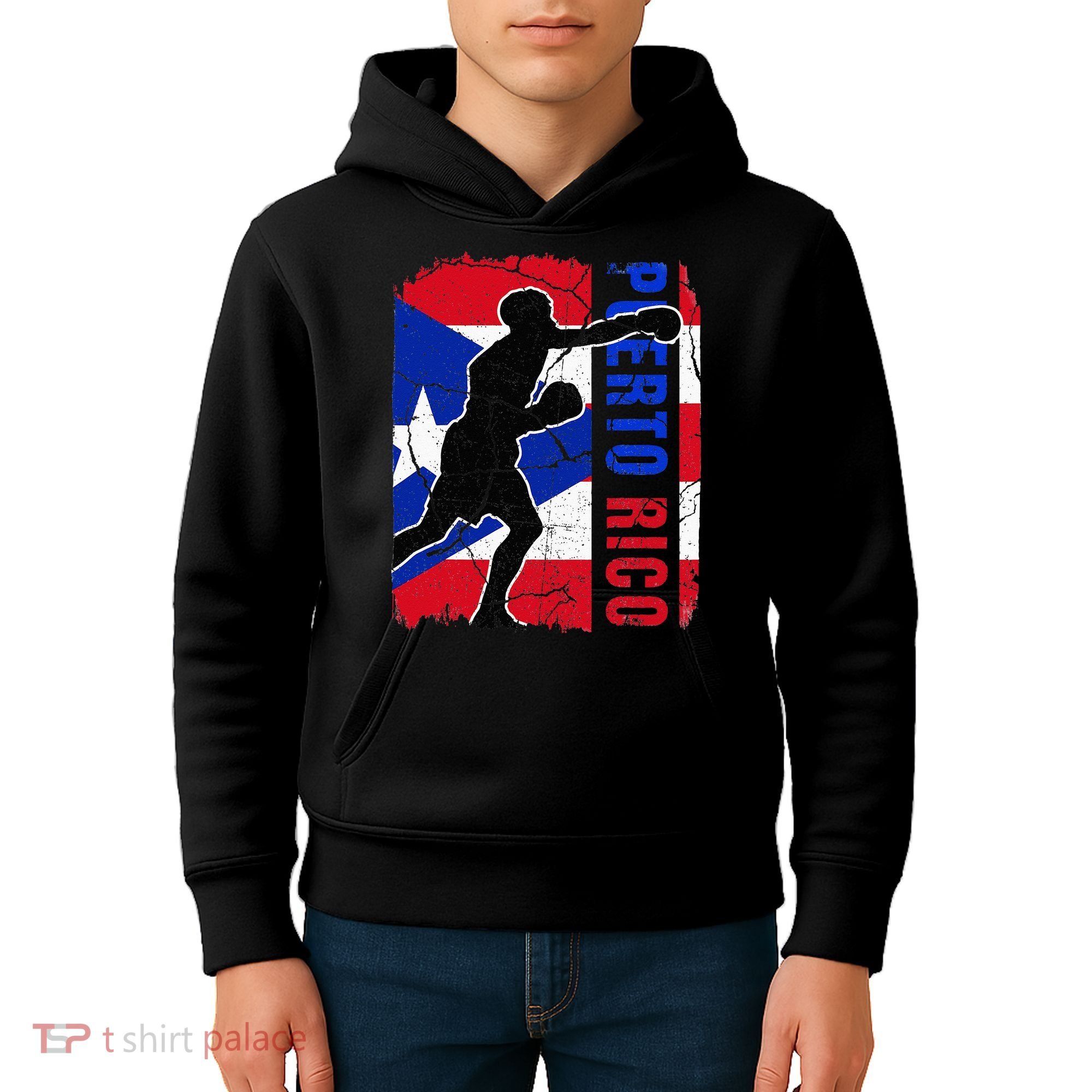 Puerto Rican Boxing Team Puerto Rico Flag Boxing Gloves Kids Hoodie