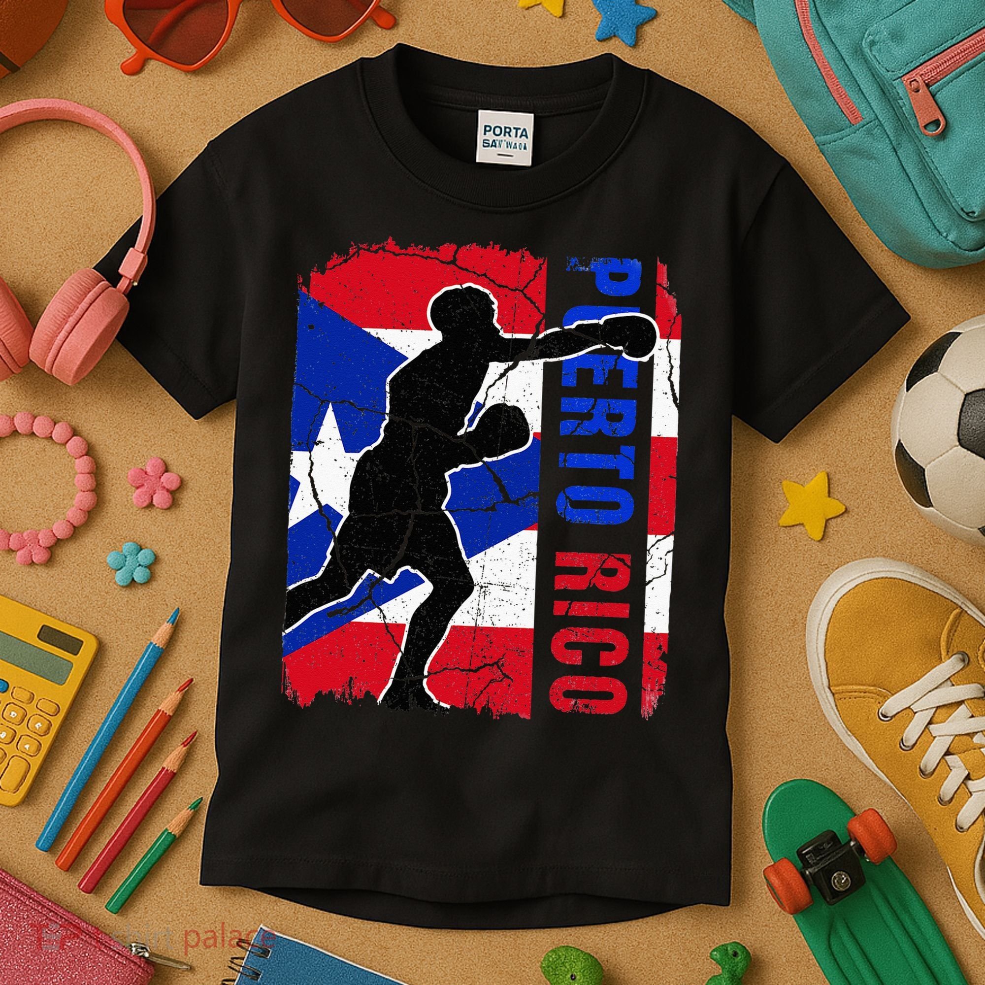Puerto Rican Boxing Team Puerto Rico Flag Boxing Gloves Kids T-Shirt