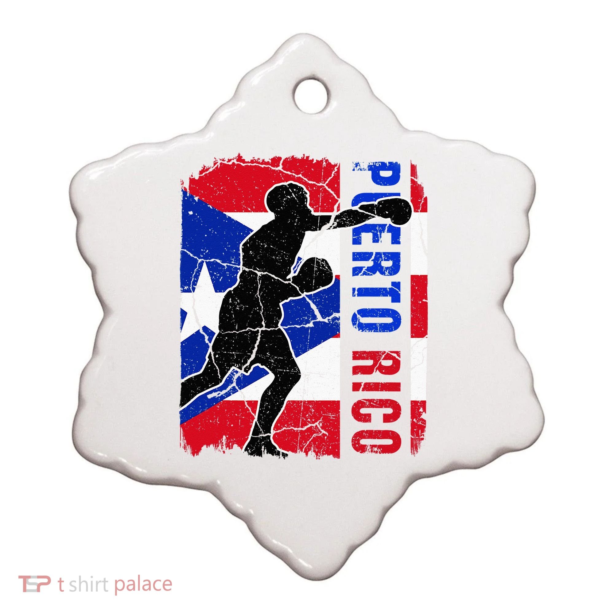 Puerto Rican Boxing Team Puerto Rico Flag Boxing Gloves Ceramic Ornament