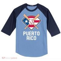 Puerto Rico Baseball Team Patriotic Beisbol Flag Raglan Baseball Sleeve Shirt thumb 0
