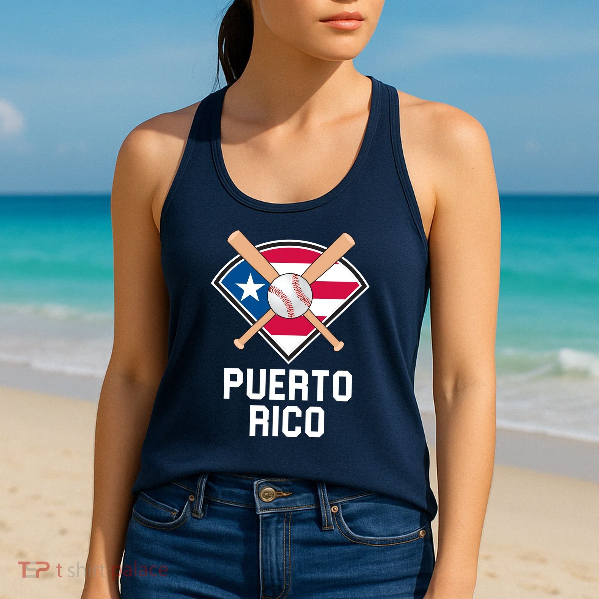 Puerto Rico Baseball Team Patriotic Beisbol Flag Women's Tank Top
