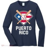 Puerto Rico Baseball Team Patriotic Beisbol Flag Women's Long Sleeve Shirt thumb 0