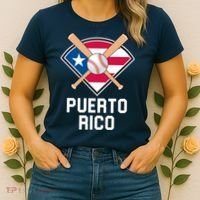 Puerto Rico Baseball Team Patriotic Beisbol Flag Women's T-Shirt thumb 2