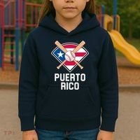 Puerto Rico Baseball Team Patriotic Beisbol Flag Kids Hoodie thumb 3