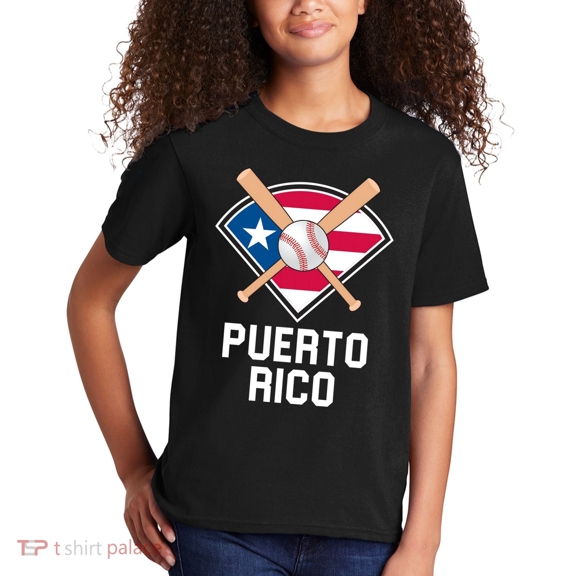 Puerto Rico Baseball Team Patriotic Beisbol Flag Kids T-Shirt