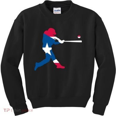 Puerto Rico Baseball Player Kids Sweatshirt