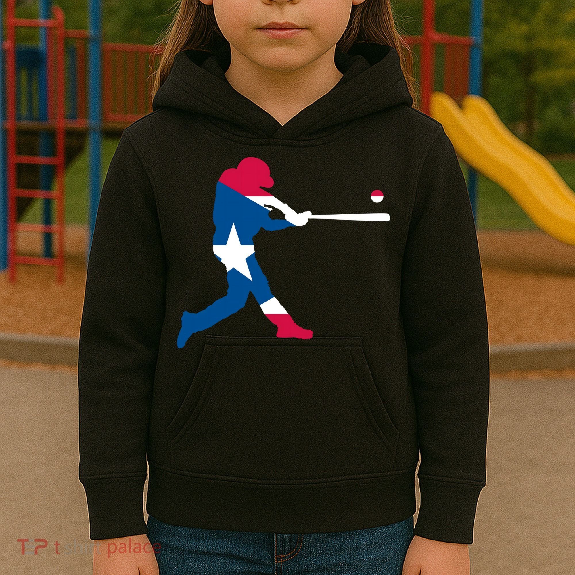 Puerto Rico Baseball Player Kids Hoodie