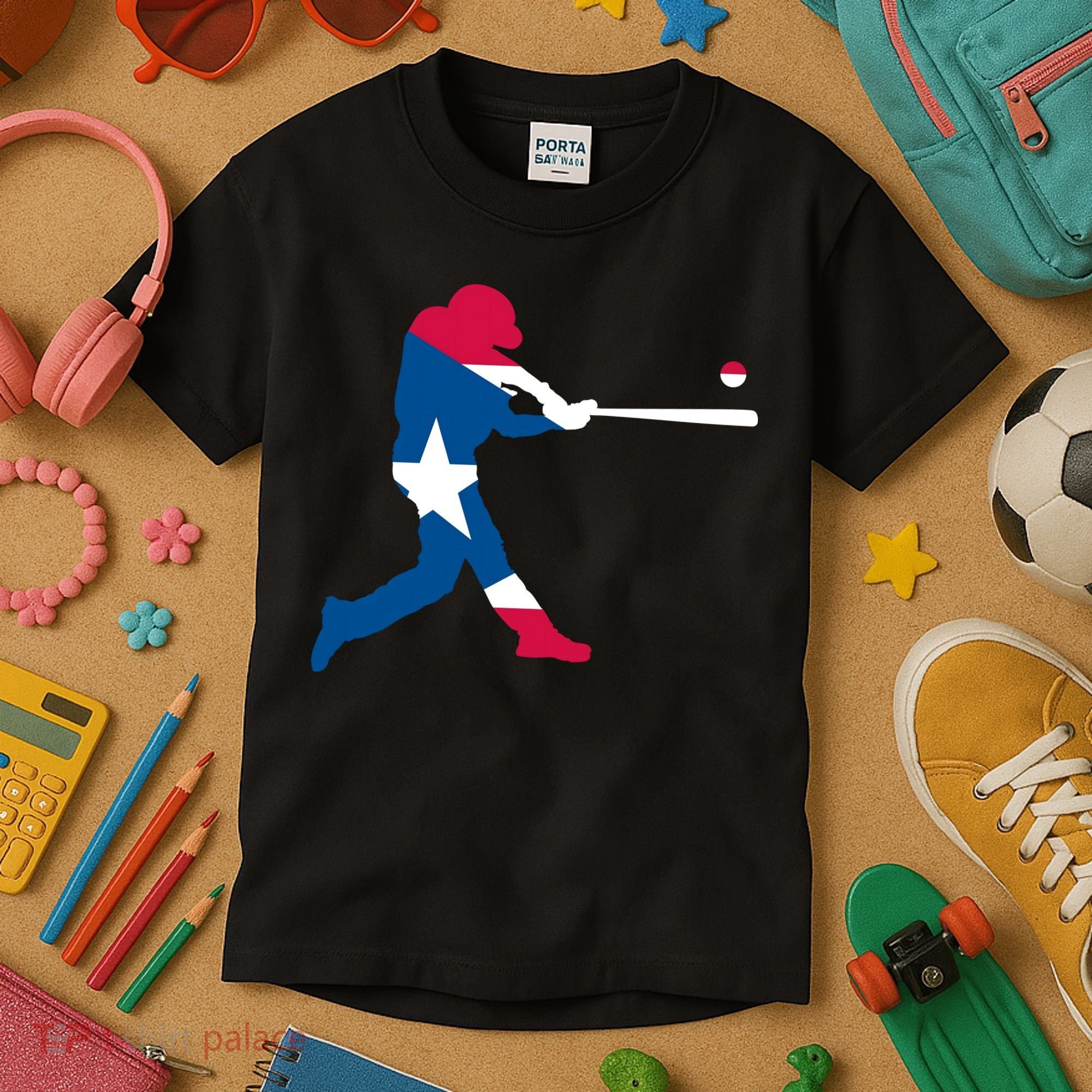 Puerto Rico Baseball Player Kids T-Shirt