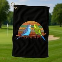 Parakeet Retro Budgies Parakeet Golf Towel thumb 1
