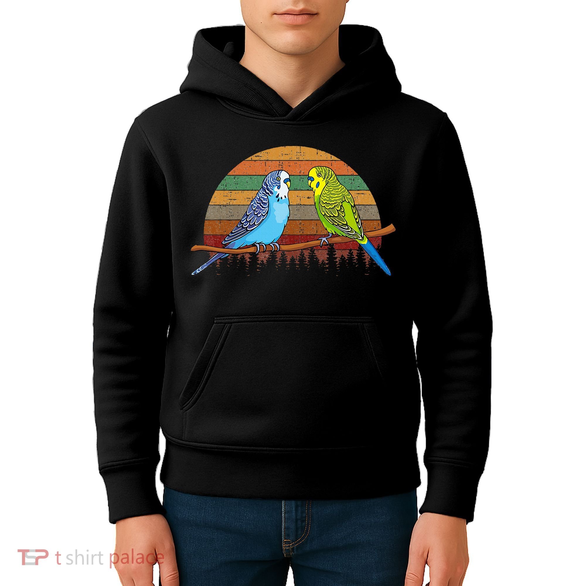 Parakeet Retro Budgies Parakeet Kids Hoodie