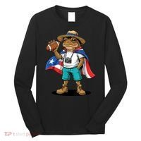 Puerto Rico Coqui Frog Funny Football Long Sleeve Shirt thumb 0
