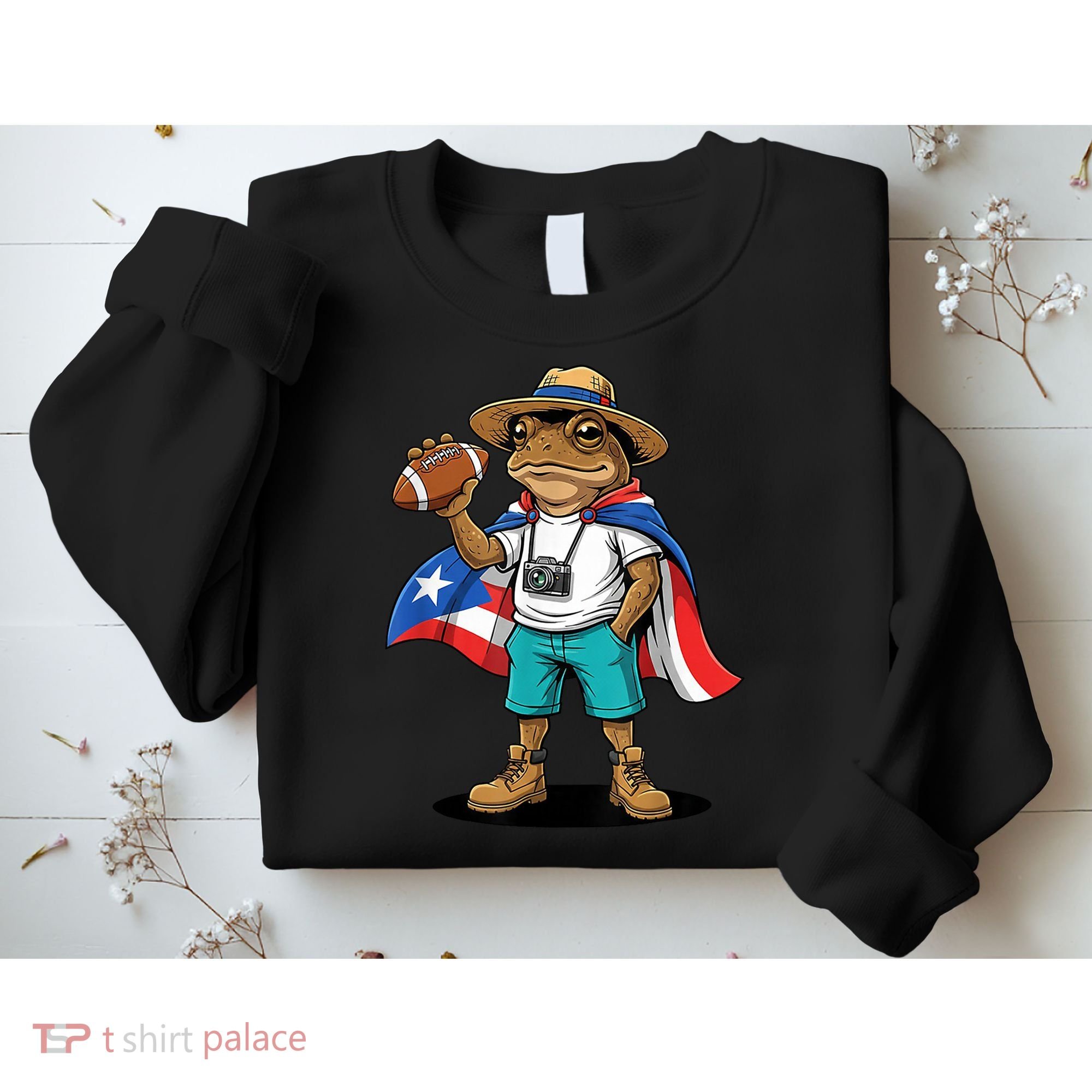 Puerto Rico Coqui Frog Funny Football Sweatshirt