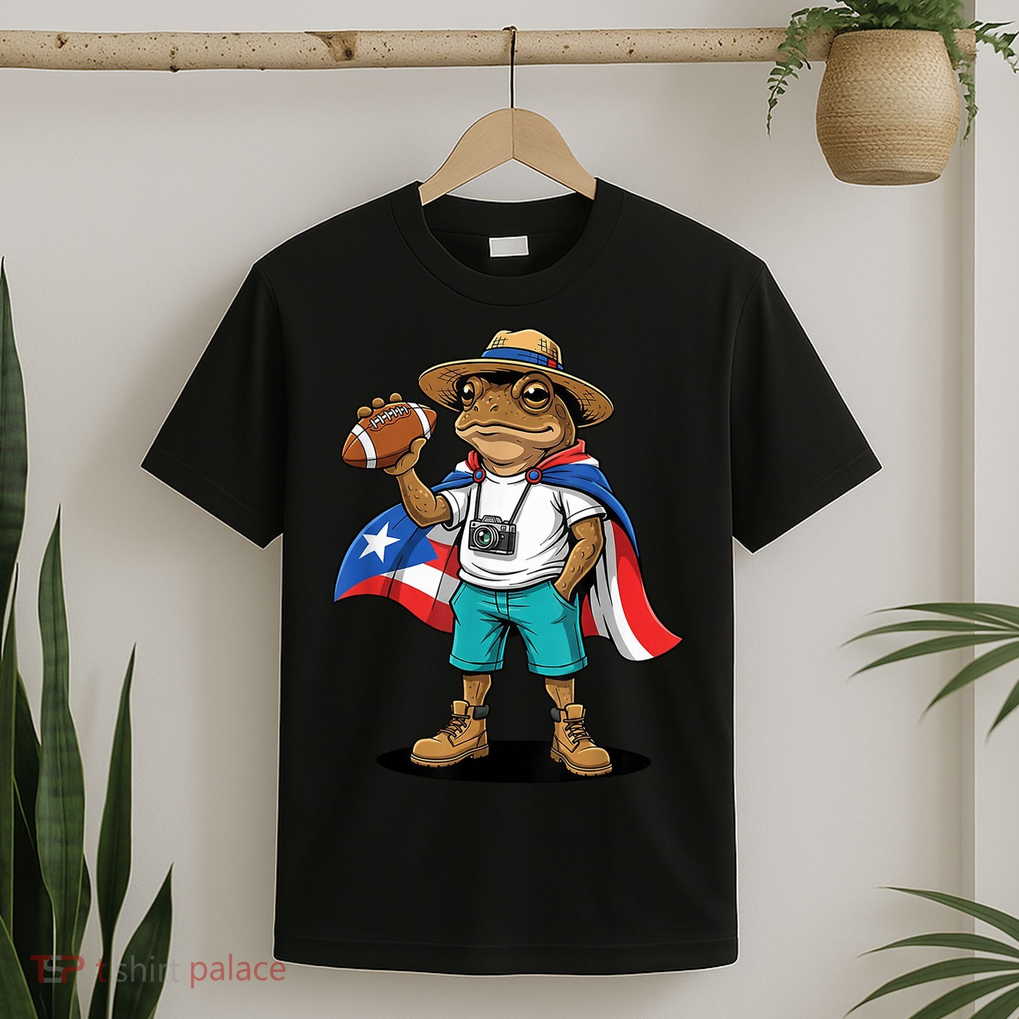 Puerto Rico Coqui Frog Funny Football T-Shirt