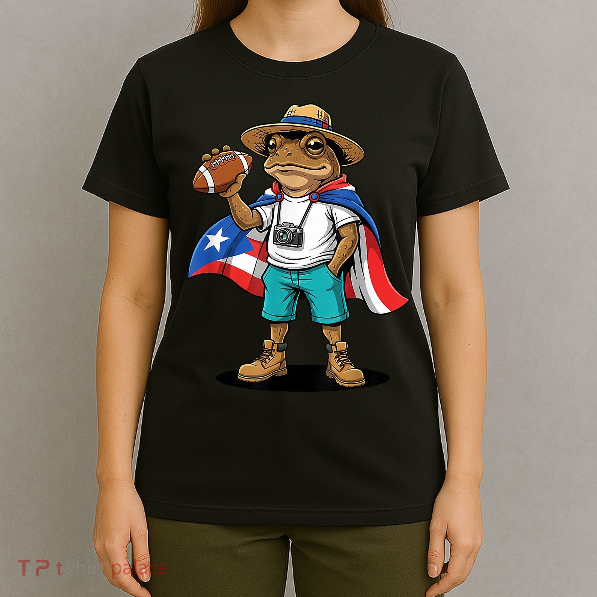 Puerto Rico Coqui Frog Funny Football T-Shirt