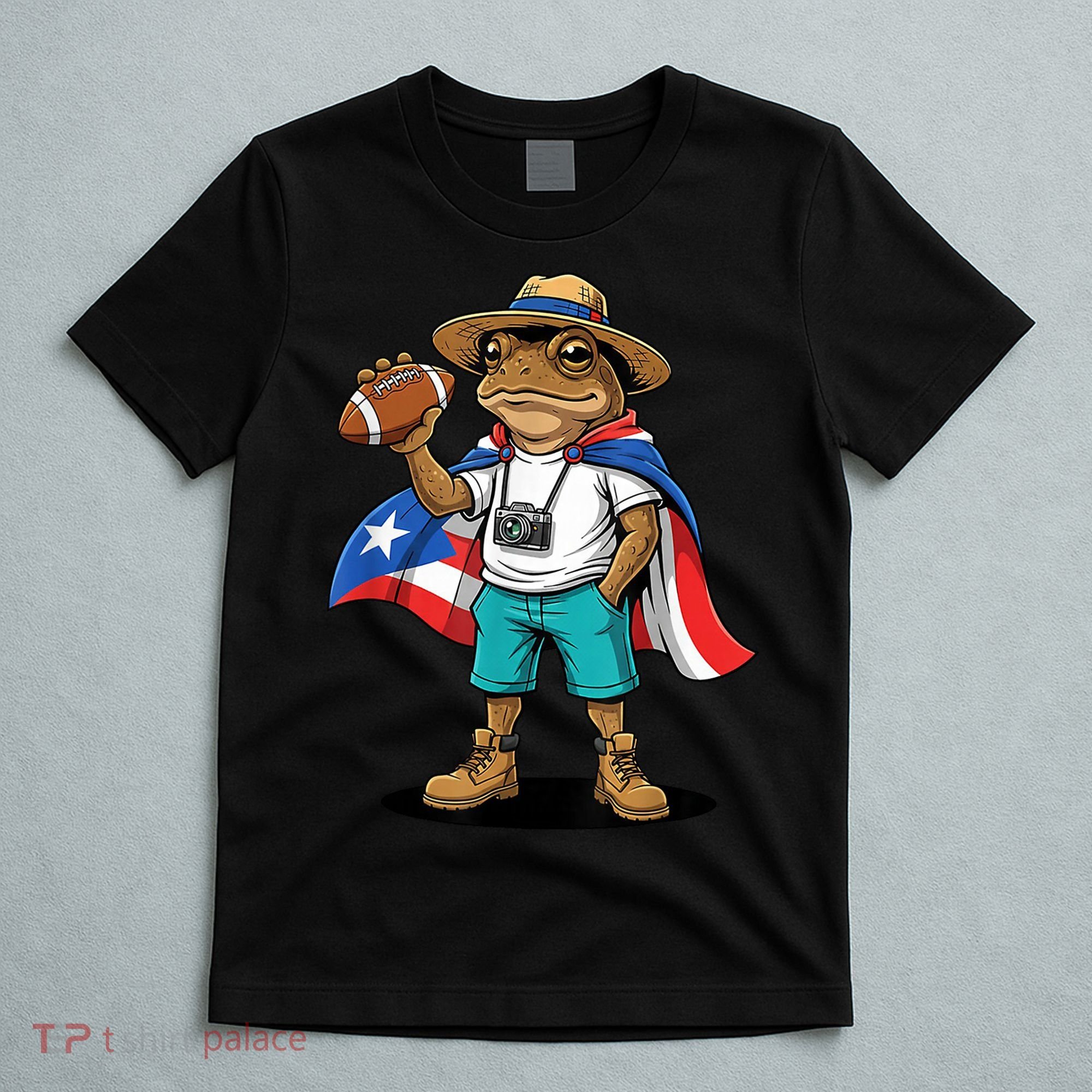 Puerto Rico Coqui Frog Funny Football T-Shirt