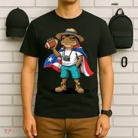 Puerto Rico Coqui Frog Funny Football T-Shirt thumb 6