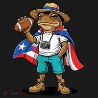 Puerto Rico Coqui Frog Funny Football T-Shirt thumb 7