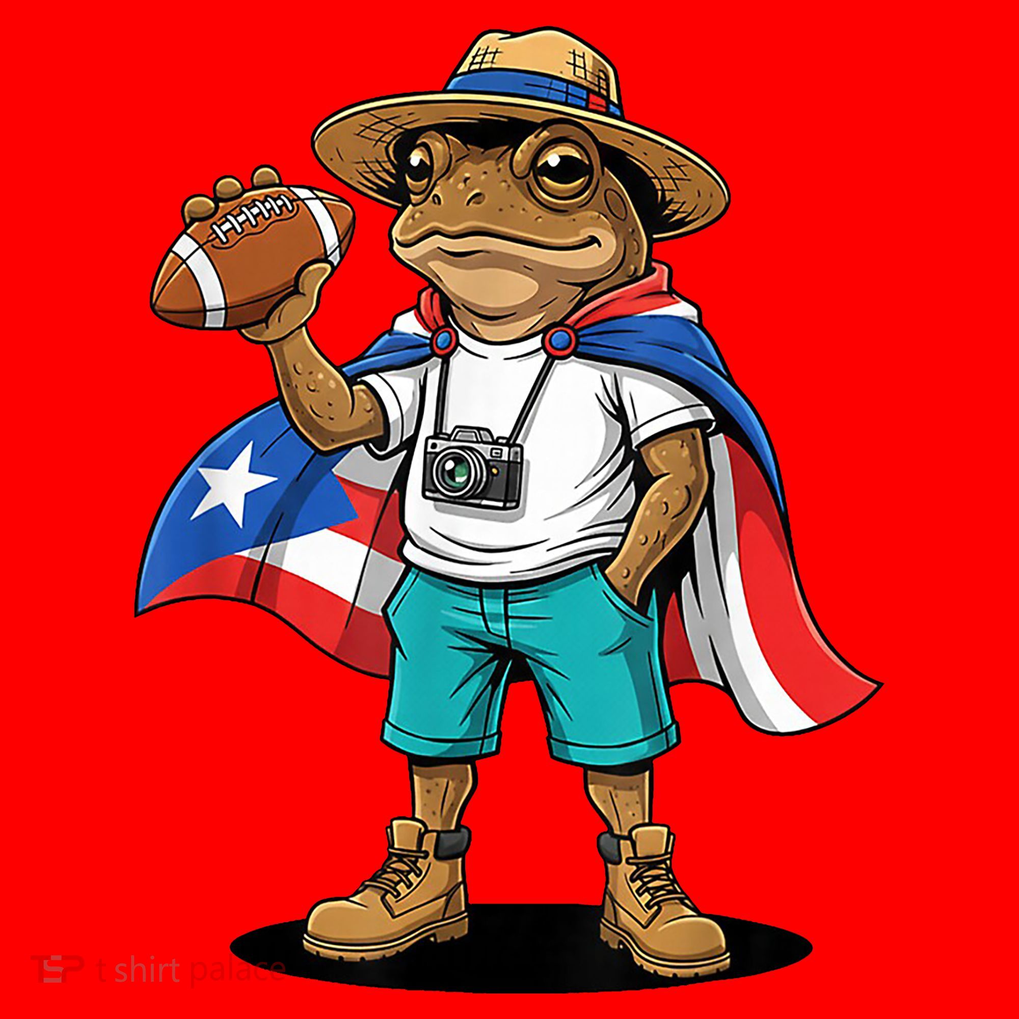 Puerto Rico Coqui Frog Funny Football Santa Hat