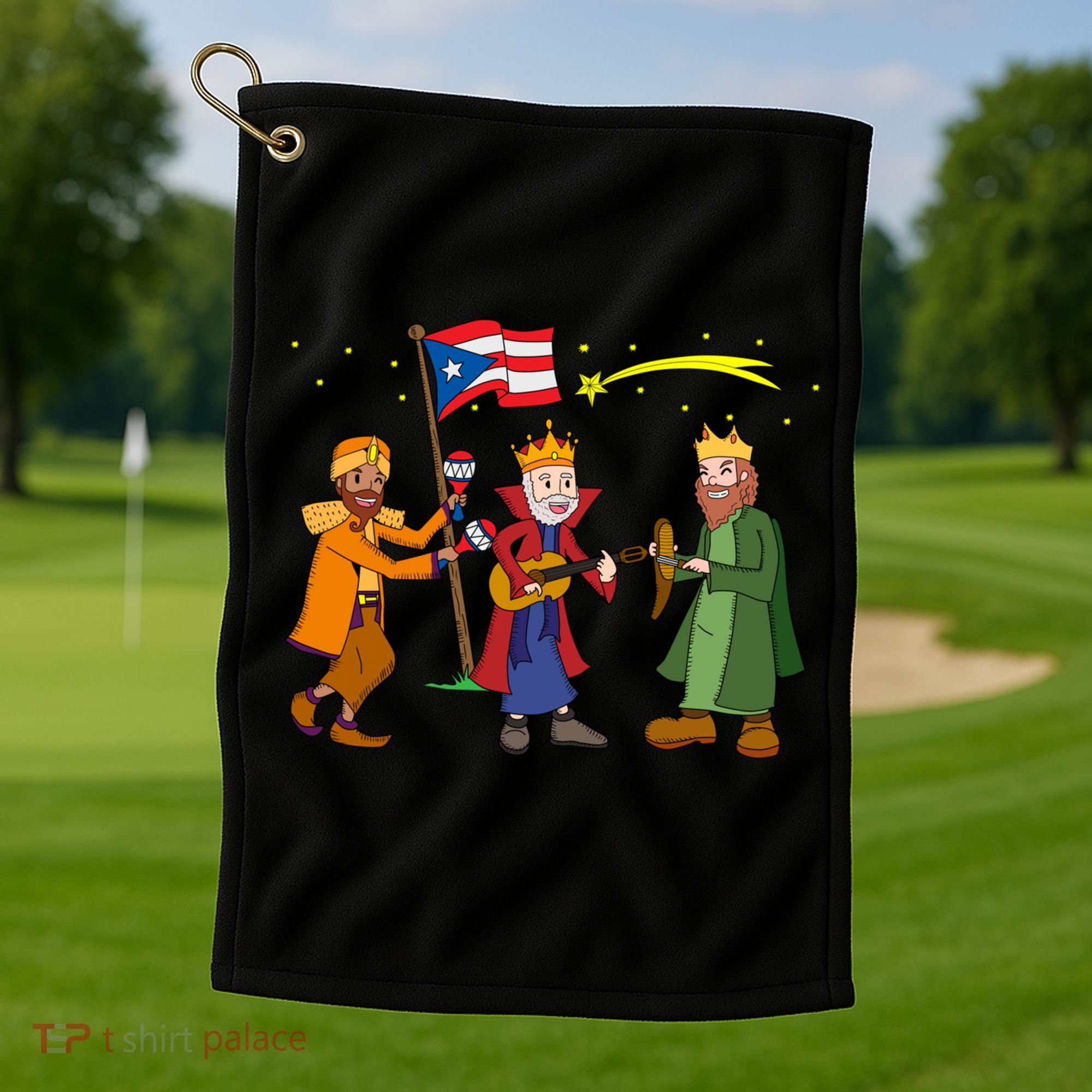 Puerto Rico Christmas Tres Reyes Magos Three Wise Cute Gift Golf Towel