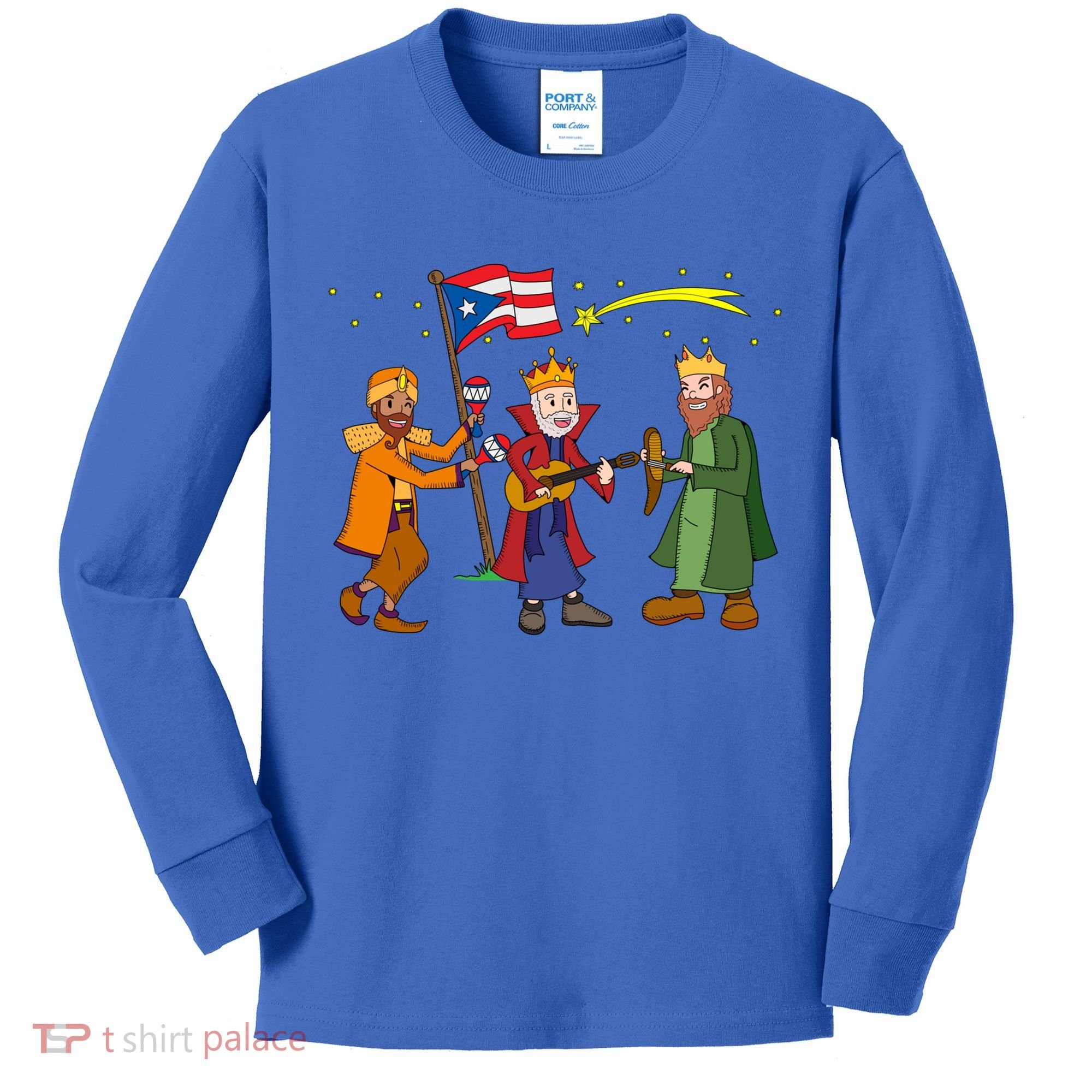 Puerto Rico Christmas Tres Reyes Magos Three Wise Cute Gift Kids Long Sleeve Shirt