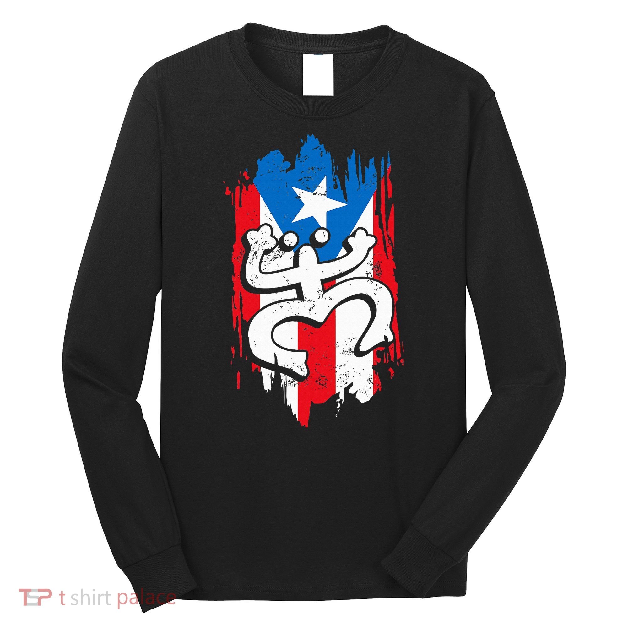 Puerto Rico Coqui Taino Symbol Puerto Rican Flag Frog Retro Long Sleeve Shirt