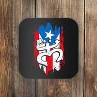 Puerto Rico Coqui Taino Symbol Puerto Rican Flag Frog Retro Coaster thumb 0