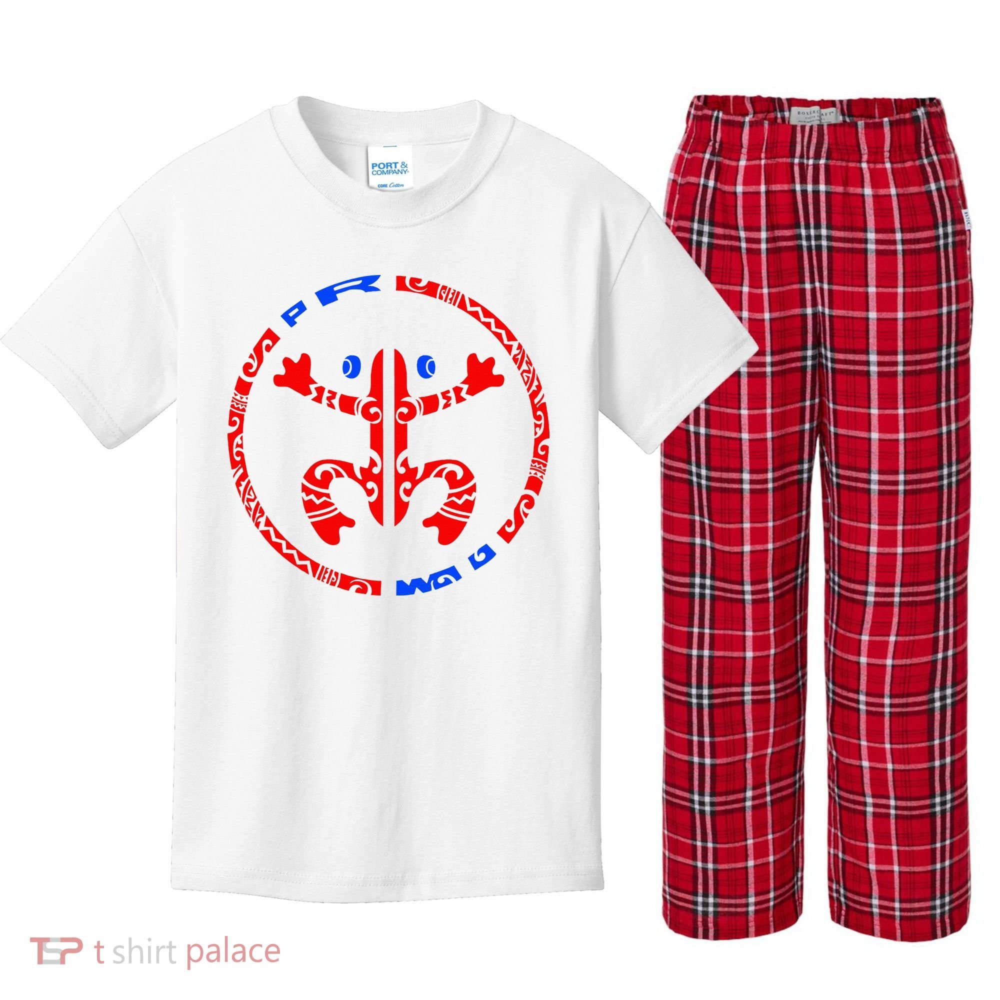 Puerto Rico Coqui Frog Taino Boricua Tradition Kids Plaid Pajama Set