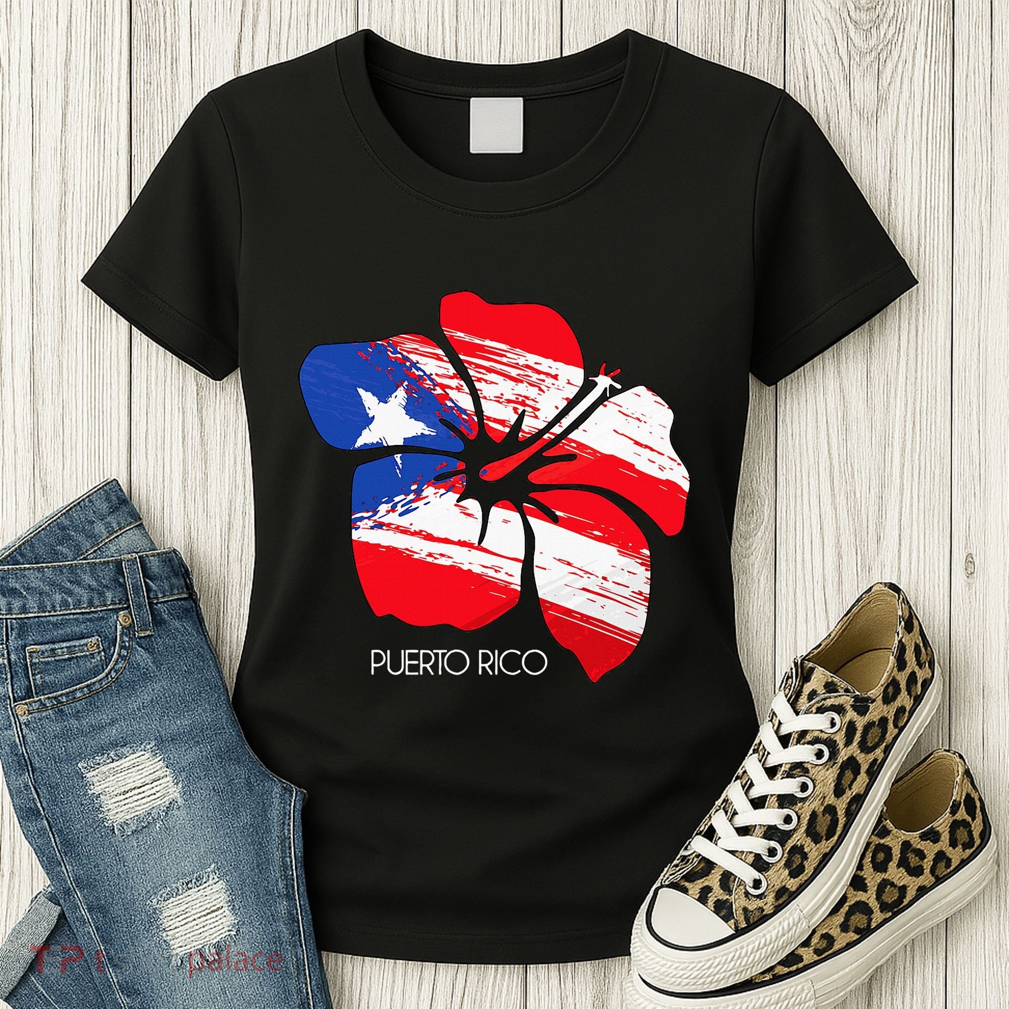 Puerto Rico Culture Roots Amapola Boricua Flag Women's T-Shirt