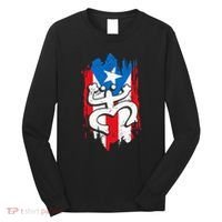 Puerto Rico Coqui Taino Symbol Puerto Rican Flag Frog Retro Long Sleeve Shirt thumb 0
