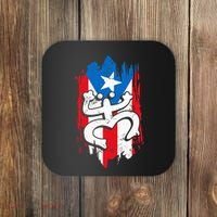 Puerto Rico Coqui Taino Symbol Puerto Rican Flag Frog Retro Coaster thumb 0