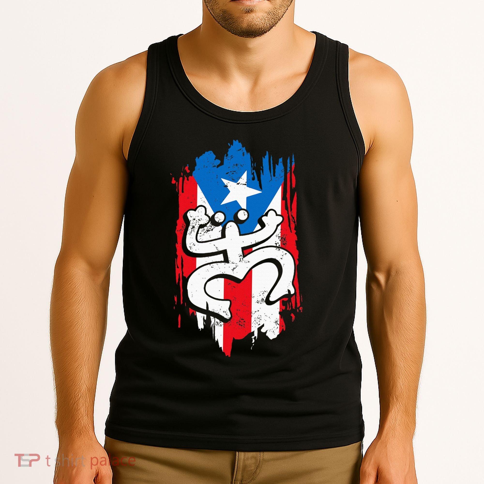 Puerto Rico Coqui Taino Symbol Puerto Rican Flag Frog Retro Tank Top