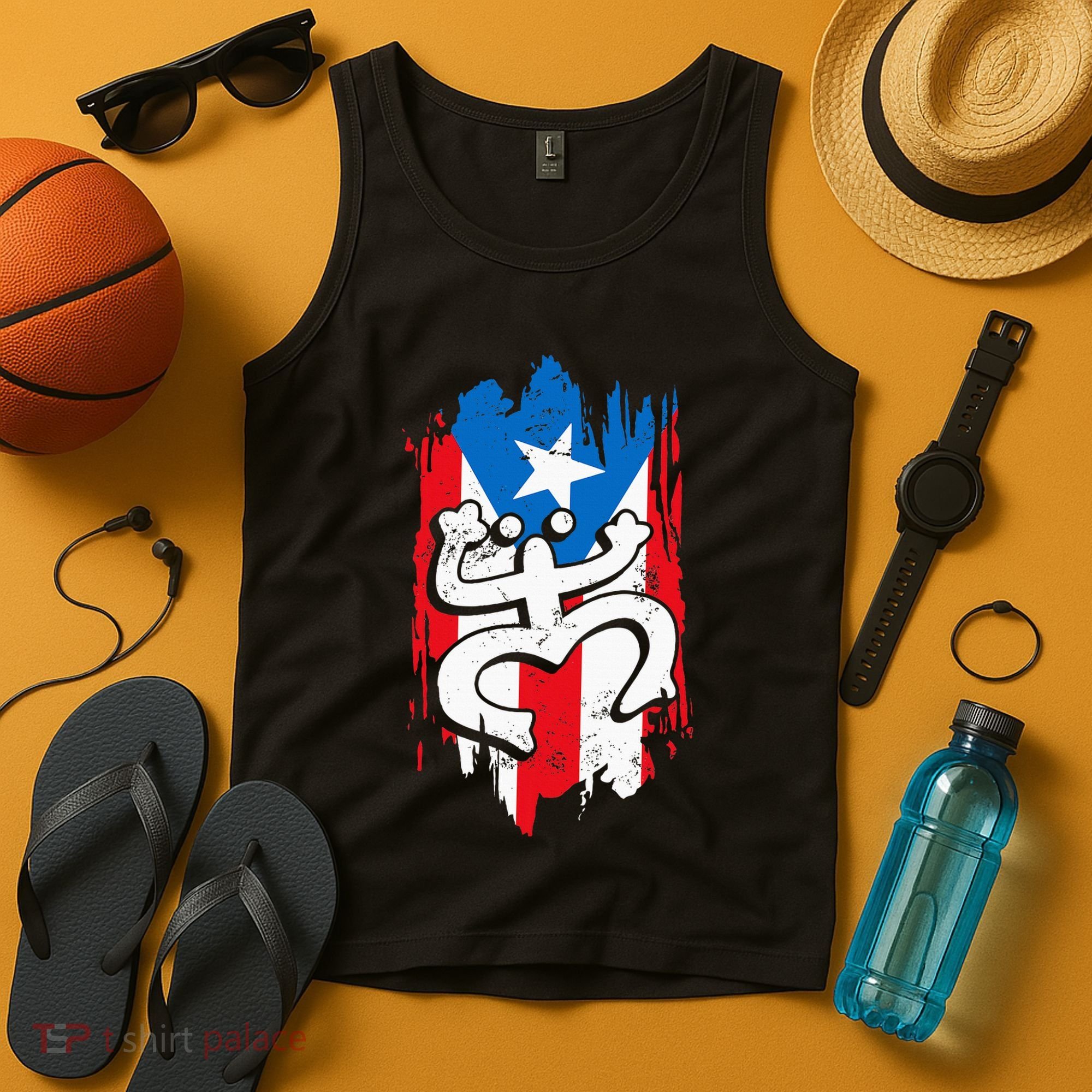 Puerto Rico Coqui Taino Symbol Puerto Rican Flag Frog Retro Tank Top
