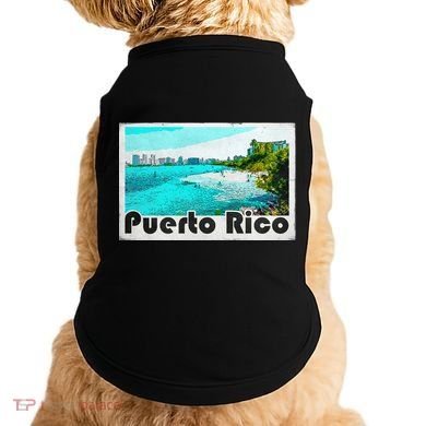 Puerto Rico Caribbean Retro Poster Doggie Tank