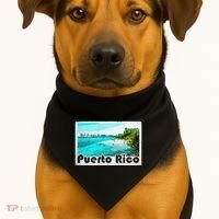 Puerto Rico Caribbean Retro Poster USA-Made Doggie Bandana thumb 1