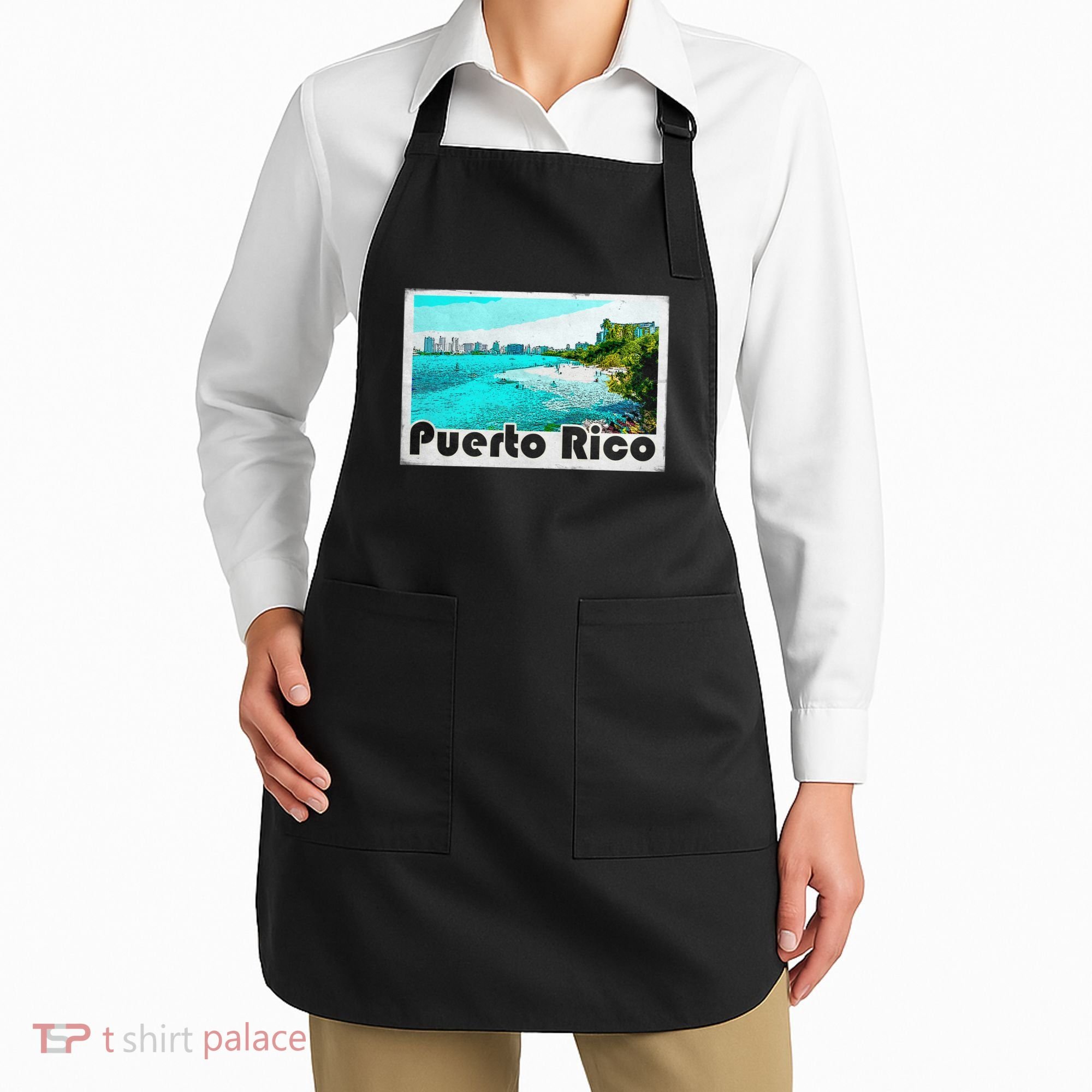 Puerto Rico Caribbean Retro Poster Apron