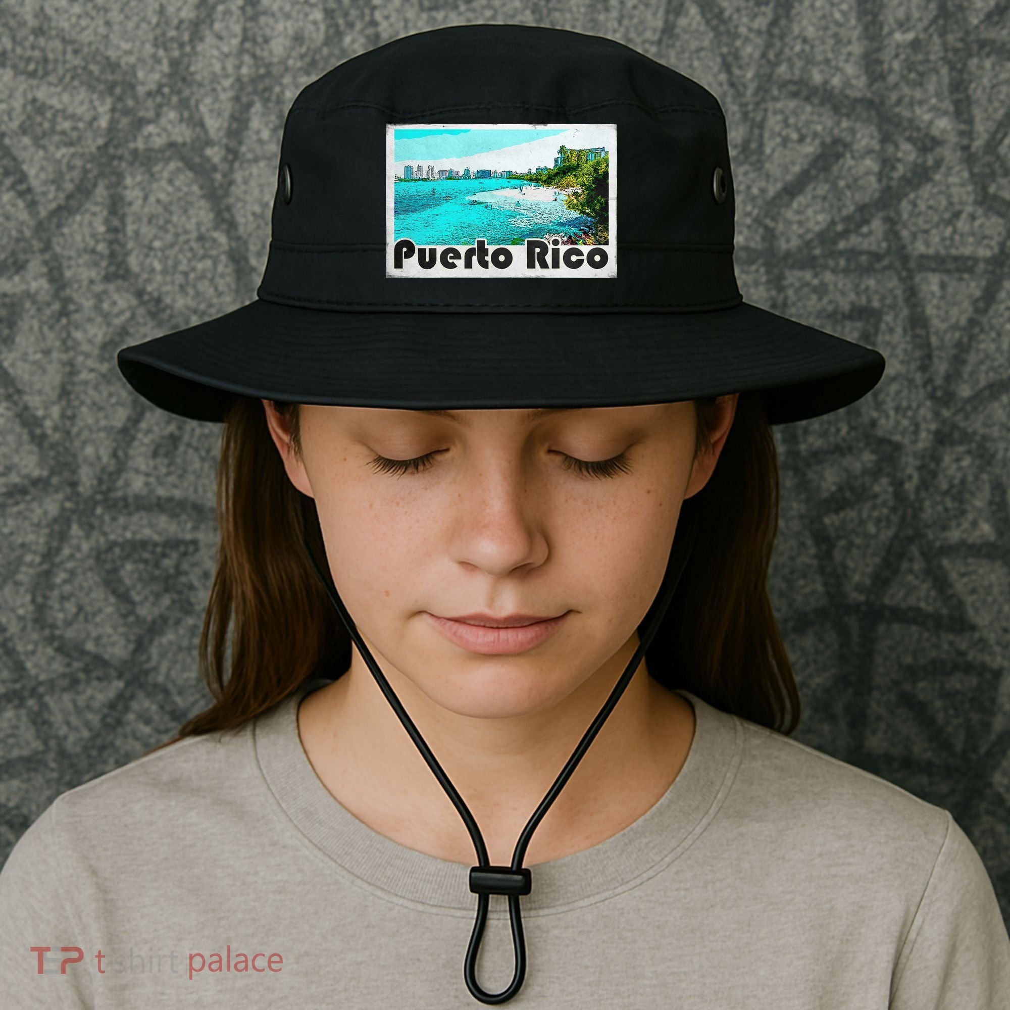 Puerto Rico Caribbean Retro Poster Bucket Hat