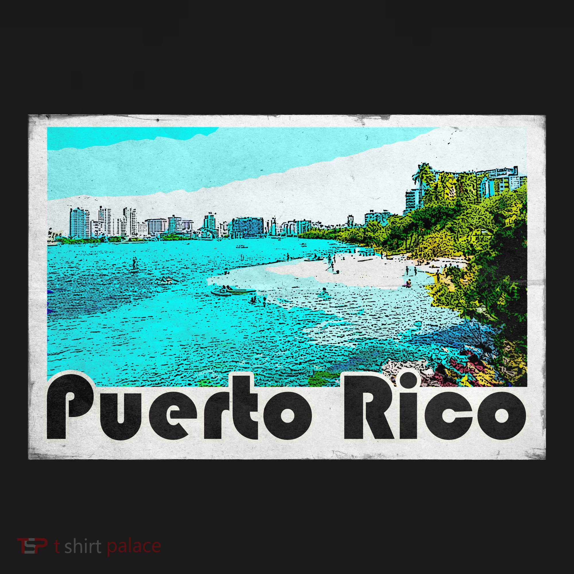 Puerto Rico Caribbean Retro Poster Bucket Hat