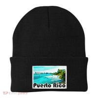Puerto Rico Caribbean Retro Poster Beanie thumb 0