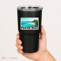 Puerto Rico Caribbean Retro Poster Tumbler thumb 2