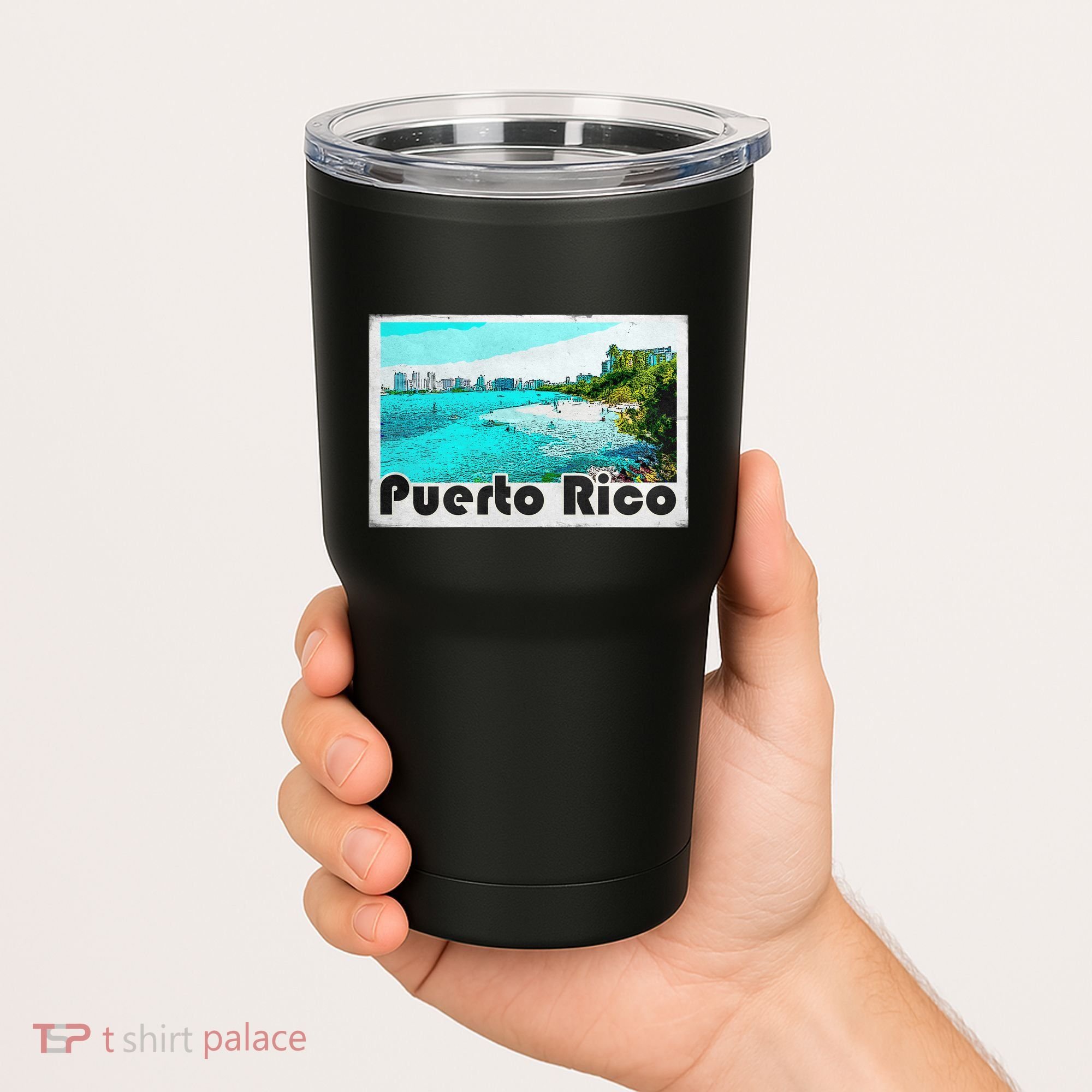 Puerto Rico Caribbean Retro Poster Tumbler
