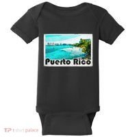 Puerto Rico Caribbean Retro Poster Baby Bodysuit thumb 0